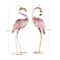 25" Pink & Gold Metal Flamingo Garden Sculpture Set with Dimensional Feathers